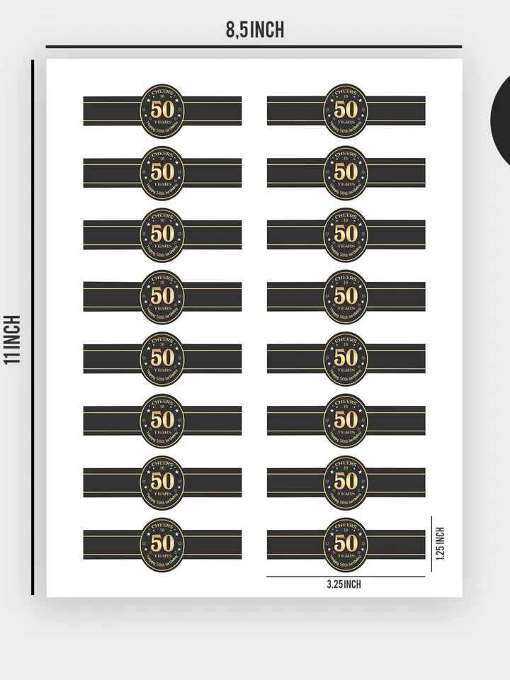 Cigar Labels 50th Birthday Cigar Band, Cheers to 50 years Cigar Labels, Men Cigar Party, Cigar Bar Printable Instant Download - ST001