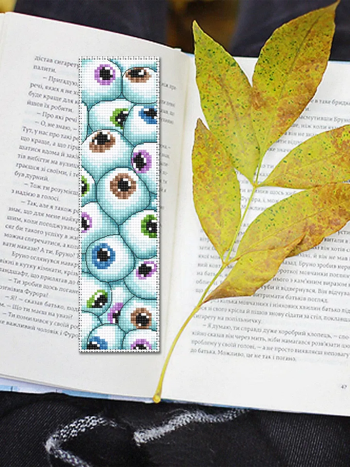 Many eyes bookmark cross stitch pattern PDF download Creepy eyes cross stitch chart, Gothic handmade bookmark pattern digital PDF #B159