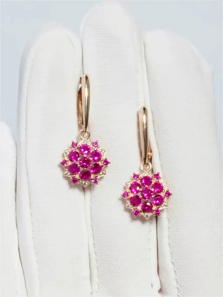Women's earrings silver 925 with spinel and cubic zirconia