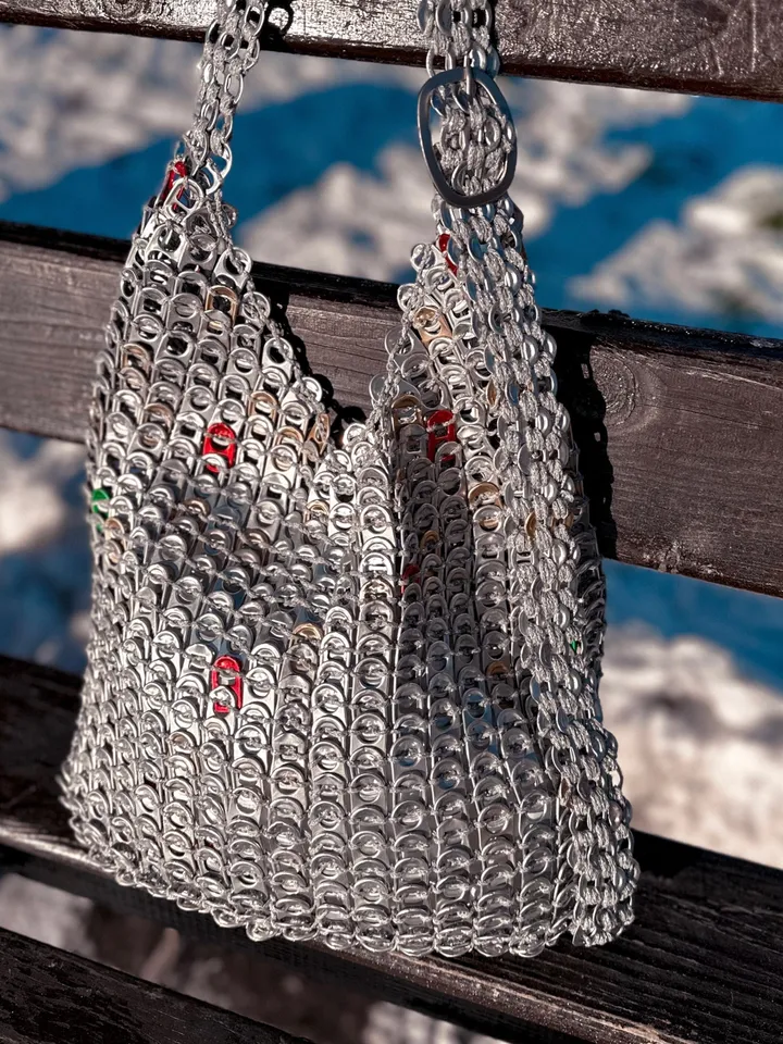 Crochet pattern pop tabs soda bag PDF digital instant download, video tutorial, aluminium pull tabs, beer tabs