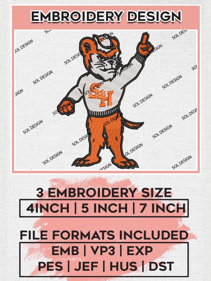 NCAA Sam Houston Bearkats College Team Funny Mascot Logo Embroidery Design Files, NCAA Sam Houston Bearkats Machine Embroidery, NCAA Teams, 3 sizes, NCAA Machine embroidery designs, Digital Download