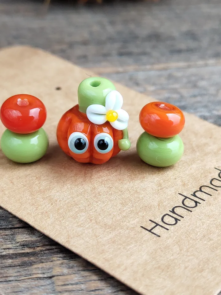Tiny monster miniature Pumpkin figurine glass monster figurine Glass pumpkin for terrarium decoration Halloween miniature