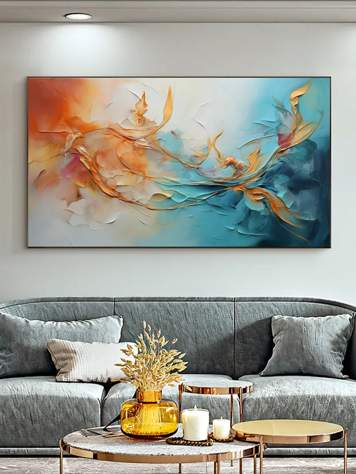 Original Framed Colorful Oil Painting On Canvas, Large Wall Art, Abstract Flowers Painting, Custom Painting, Living room Wall Art Home Decor