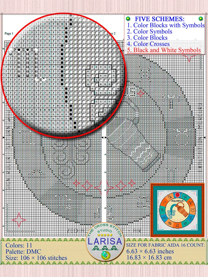 Aquarius Cross Stitch Pattern | Aquarius Zodiac Sign