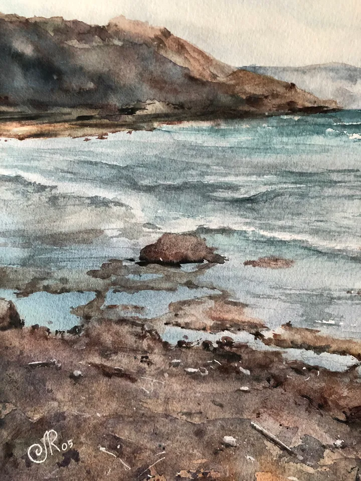 Seascape Original Coastal painting Watercolor Painting Seascape Wall art Ocean Painting Sea Landscape Painting