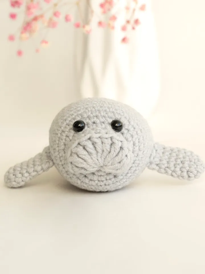 Manatee car hanging accessory for women, rear view mirror charm, cute crochet car pendant, stuffed manatee toy car decor