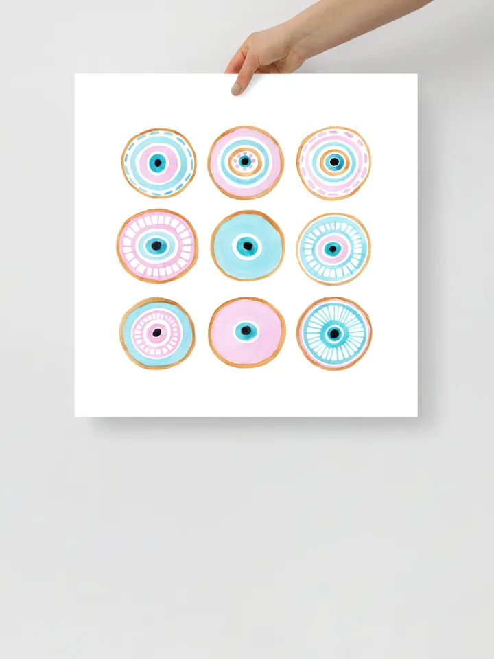 Evil Eye Print Evil Eye Art Evil Eye Wall Art Evil Eye Home Decor Turkish Wall Art Blue Pink Evil Eye Evil Eye Painting Bohemian Dorm Art