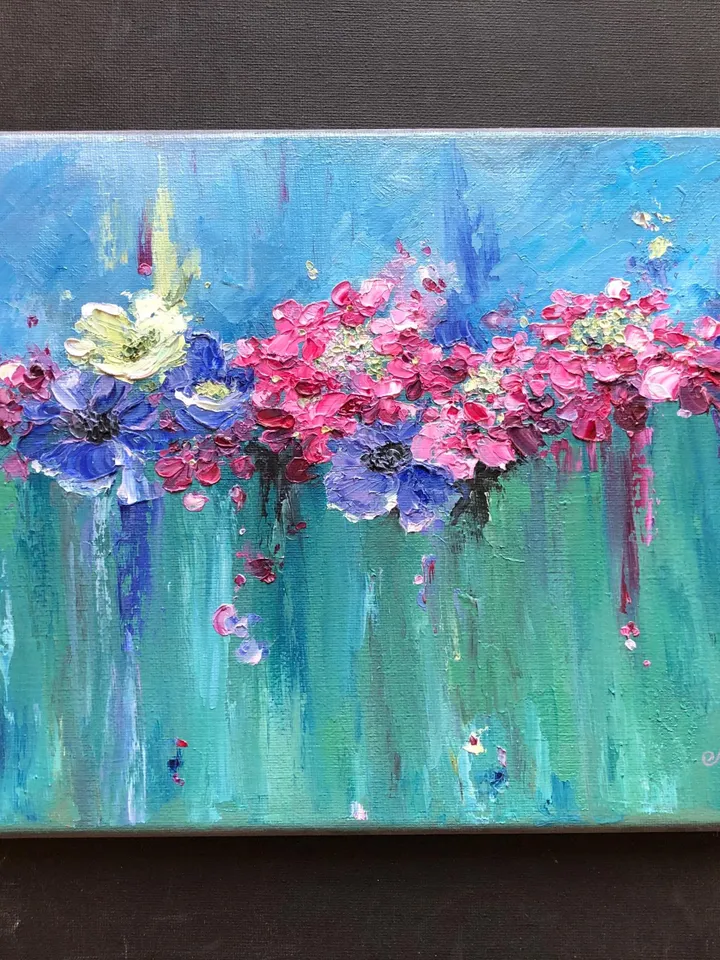 Flowers Original Painting Floral Oil  Wall Art Anemones Painting Blooming Painting