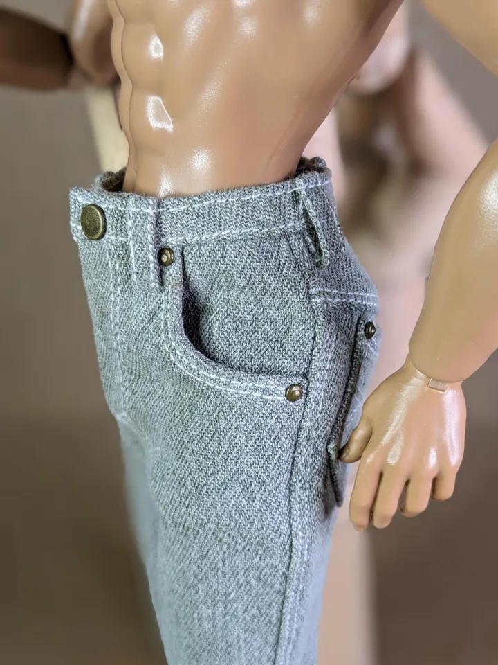 Realistic handmade khaki classic jeans for 13 inch fashion male doll (Adonis doll)