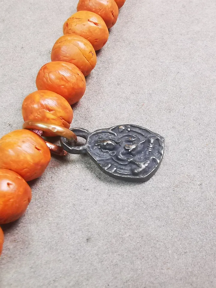 Gandhanra Handmade Tibetan Mala Pendant,Yellow Jambhala Amulet for Prayer Beads,Bag Hanging,0.7" × 0.4"