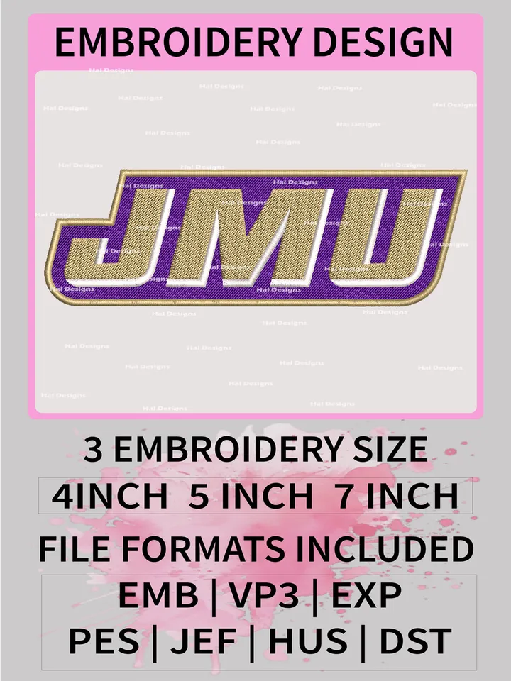 NCAA James Madison Dukes Embroidery File, 3 Sizes, 6 Formats, NCAA Machine Embroidery Design, NCAA Logo, NCAA Teams