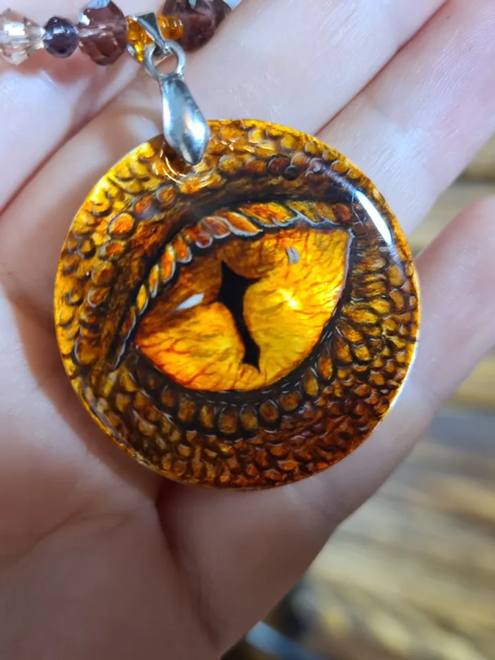 Dragon Eye necklace Pearl pendant Christmas Gift Wrapping Hand painting