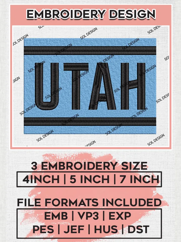 NHL Utah Embroidery Designs, NHL Utah Hockey Club Team Embroidert Files, Hockey Team Embroidery, Machine Embroidery Design