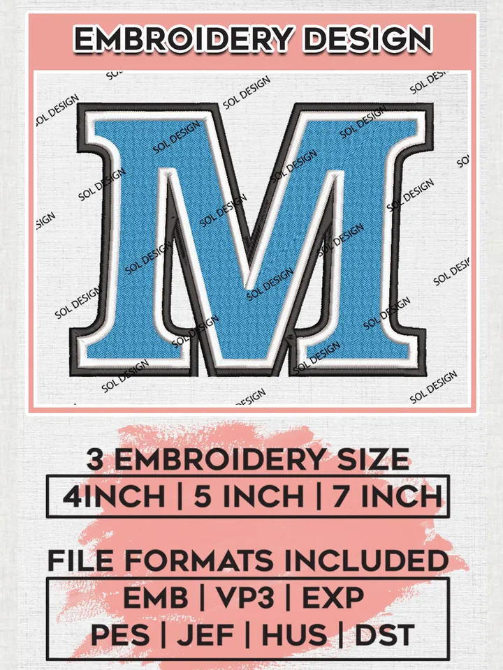 NCAA Maine Black Bears Team M Letter Logo embroidery designs, NCAA Maine Black Bears Logo Machine embroidery files, NCAA Team Logo embroidery designs, NCAA Game Day Machine embroidery designs, Digital Download