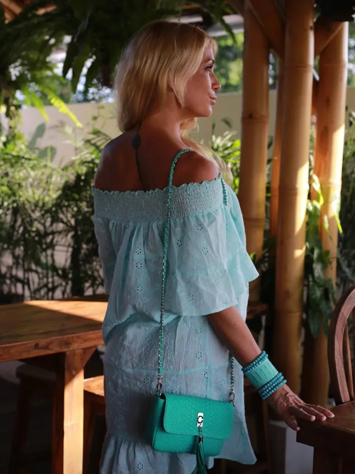 Bag Crossbody turquoise colour Genuine Python Skin | Summer Bag Women | Exotic Leather Bags | Classy Elegant Small Crossbody | Python Bags