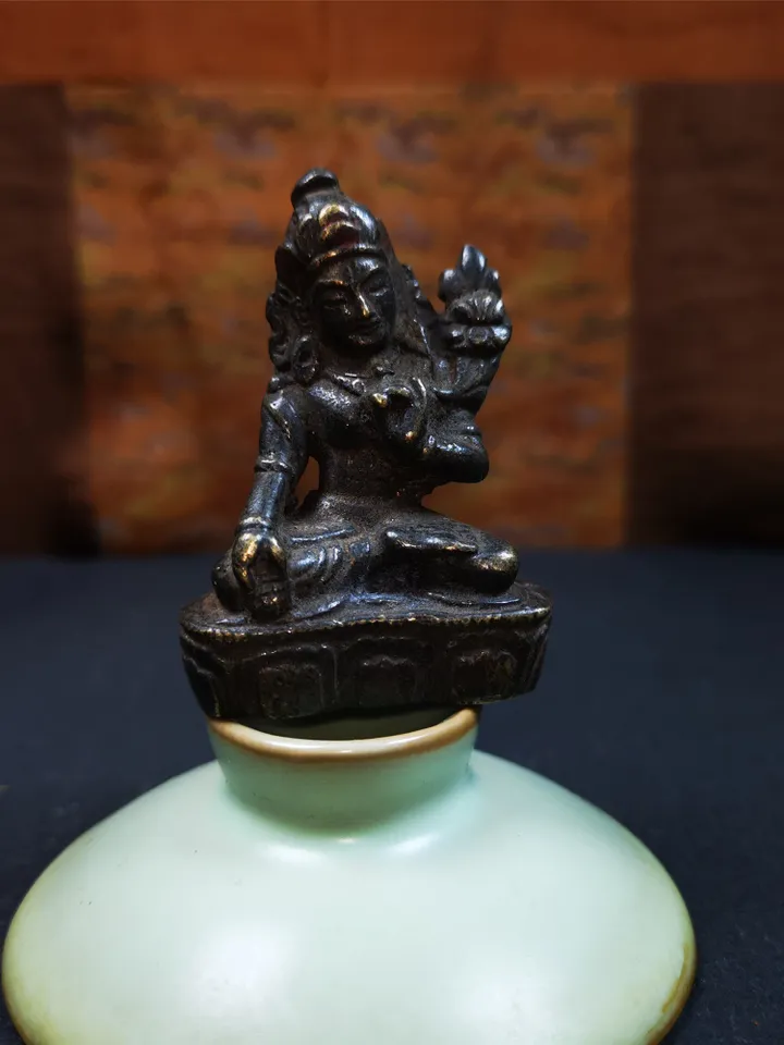 Gandhanra AcientTibetan Buddhist Statue,Terma,Green Tara,60 Years Old