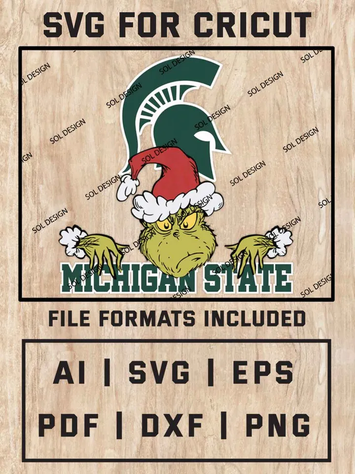 Grinch Michigan State Spartans SVG, NCAA SVG Design, NCAA Michigan State Spartans SVG, NCAA Michigan State Cricut, Christmas Svg, Grinch svg, Digital Download