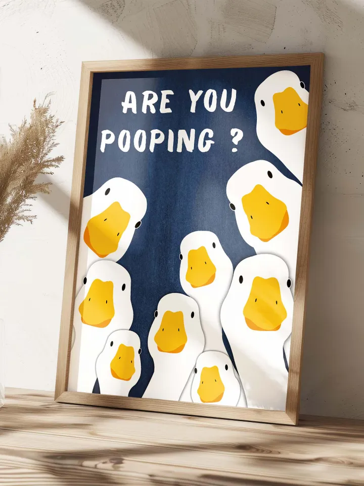 Funny Goose Bathroom Sign Are You Pooping Digital Download Wall Art Farmhouse Animal Bathroom Decor Quirky Toilet Humor Funny Animals Poster