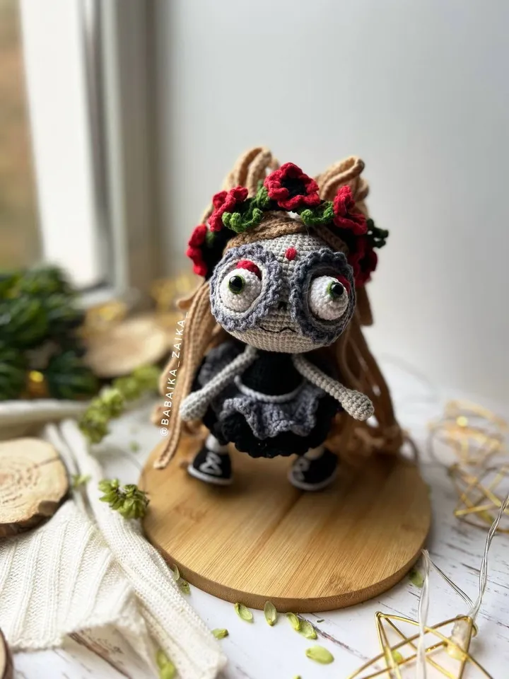 PDF Crochet Santa Muerte Pattern in Eng, Halloween Pattern, Crochet Monster, Doll Crochet Pattern, Skull Doll Santa Muerte patrón en español