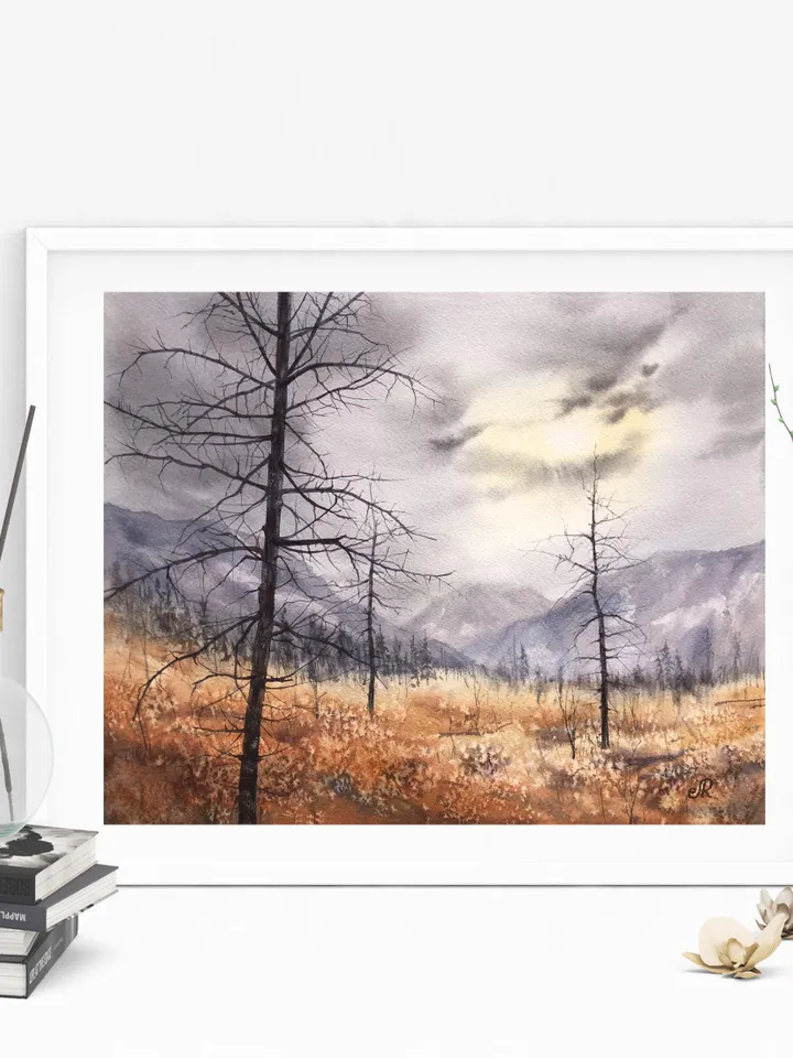 Forest Original Painting Landscape Trees Painting Field Wall Art