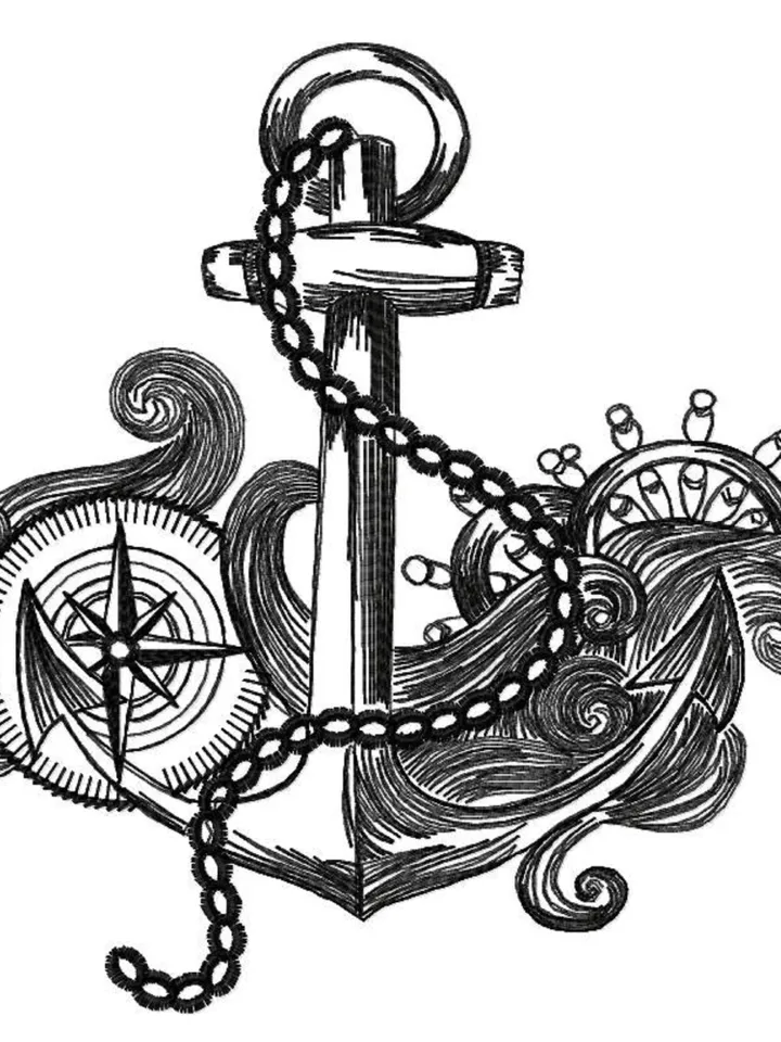 Anchor redwork Machine Embroidery Design