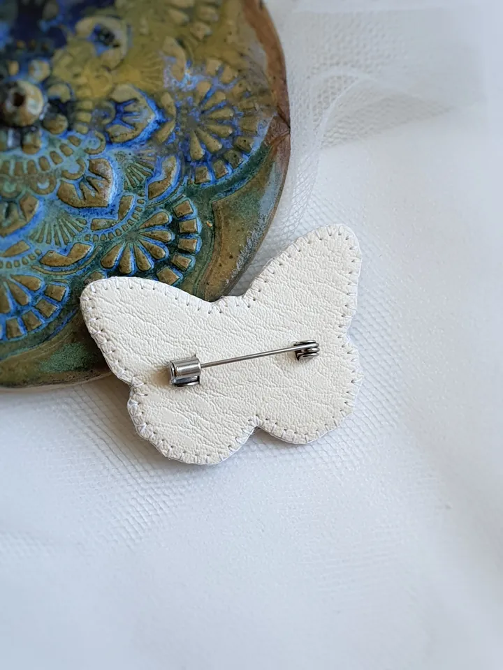 Butterfly Brooch. Hand-embroidered brooch, artistic satin stitch.
