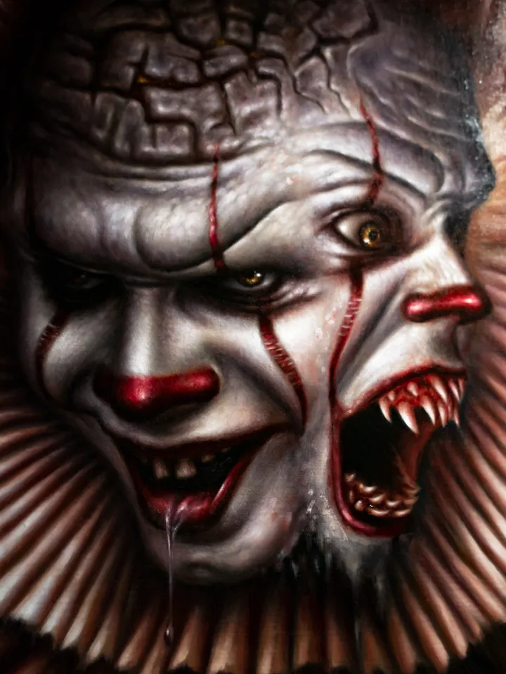 Original oil painting Pennywise the Dancing Clown Two-faced