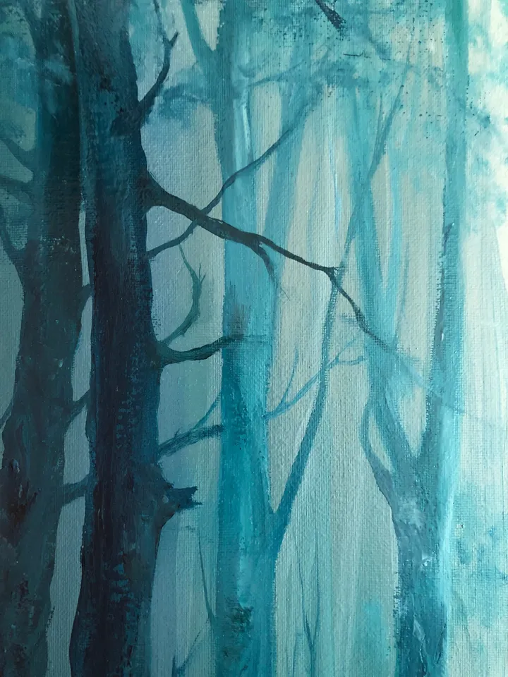 Forest Painting Original Oil Painting on Canvas Foggy Forest Landscape Artwork Misty Forest Painting