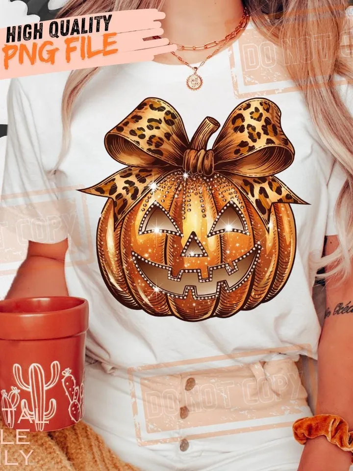 Leopard Coquette Bow Pumpkin Png, Sparkly Pumpkin Png, Fall Shirt Design, Fall Sublimation, Pumpkin Patch Png, Thanksgiving Png, Fall Png