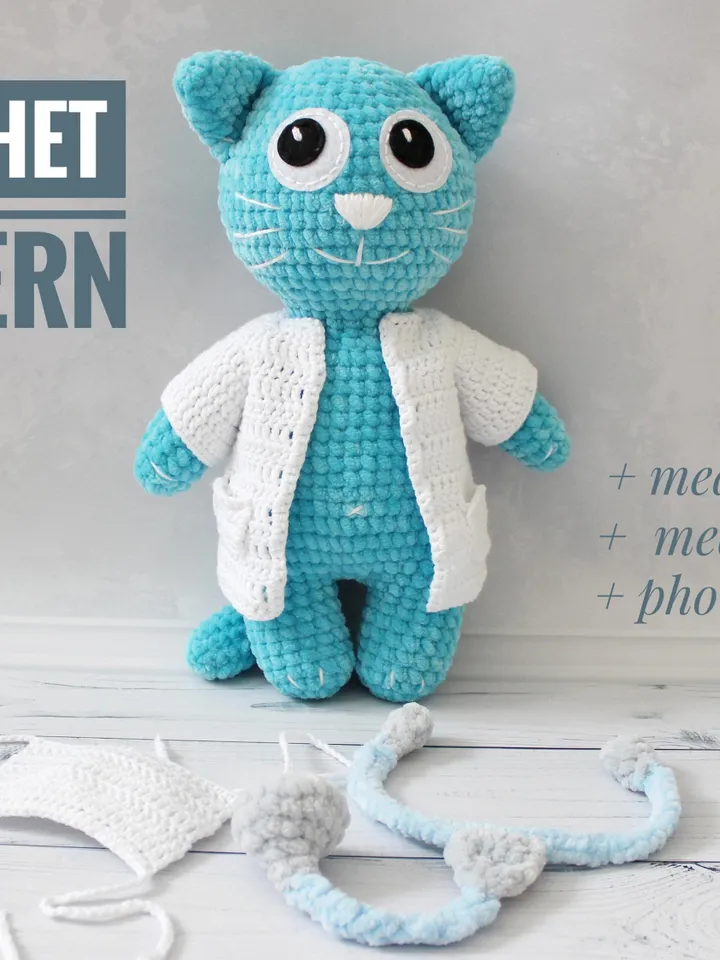 CROCHET PATTERN Cat toy Medical doll Doctor toy  Amigurumi tutorial PDF file