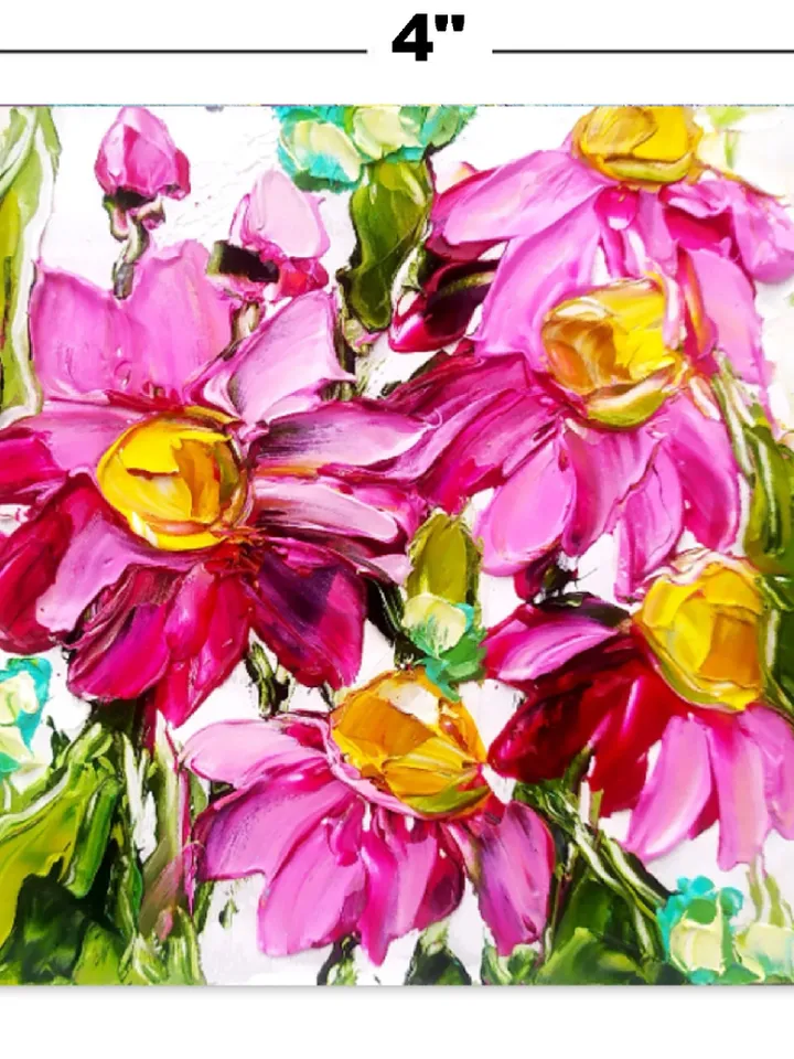 Daisy Painting Floral Original Art 4 x 4 Flower Artwork Daisy Wall Art Painting Impasto Oil Painting by ArtProkopaloSv