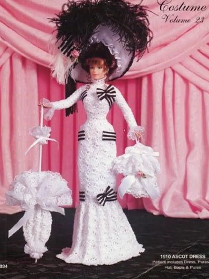Barbie Dress Crochet Pattern Vintage for Dolls 11-1/2" Digital Download PDF