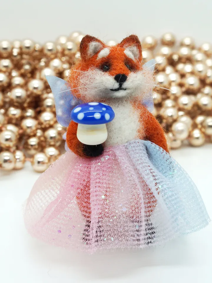 Mary the fox, miniature needle felted animal, fairy fox, ships from the US