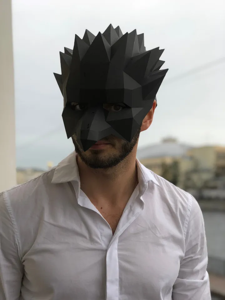 Crow Mask Papercraft, Digital Template, PDF Download, Gurko, 3D Low Poly Animal Mask, DIY Origami, Pepakura, Paper Mask, DIY Costume