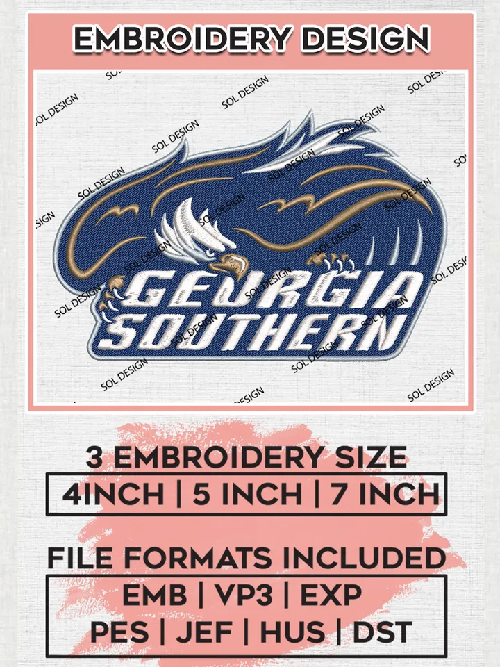 NCAA Georgia Southern Eagles Football Team Logo Embroidery Design Files, NCAA Georgia Southern Eagles Machine Embroidery, NCAA Teams, Game Day, 3 sizes, NCAA Machine embroidery designs, Digital Download