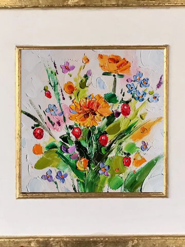 Wildflower Painting Daisy Original Art Impasto Oil Painting 微型绘画油畫掛畫