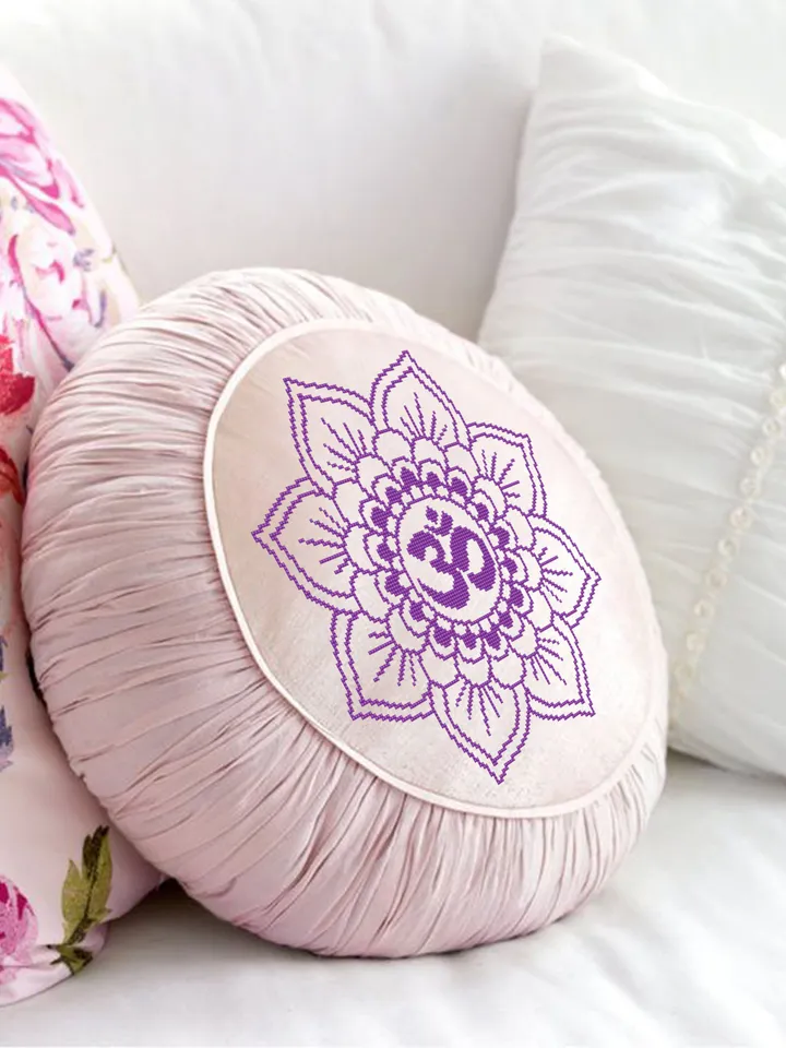 Mandala Om cross stitch pattern download PDF Meditation yoga cross stitch Chakra embroidery beginners Floral mandala digital xstitch #M152