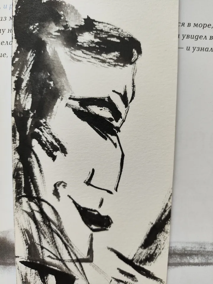 Handpainted bookmark.Original art.Samurai
