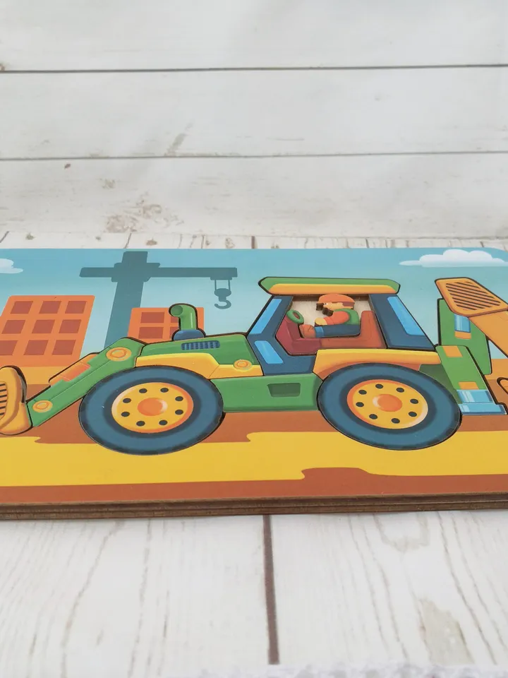 Wooden Puzzle - tractor, Toddler Toys Age 3 4 5 year, Wood Montessori transport