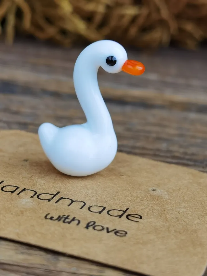 Glass figurines Swan bird figurine Glass swan figurine Tiny swan Miniature swan Tiny glass animals Glass birds Dollhouse Aquarium decoration