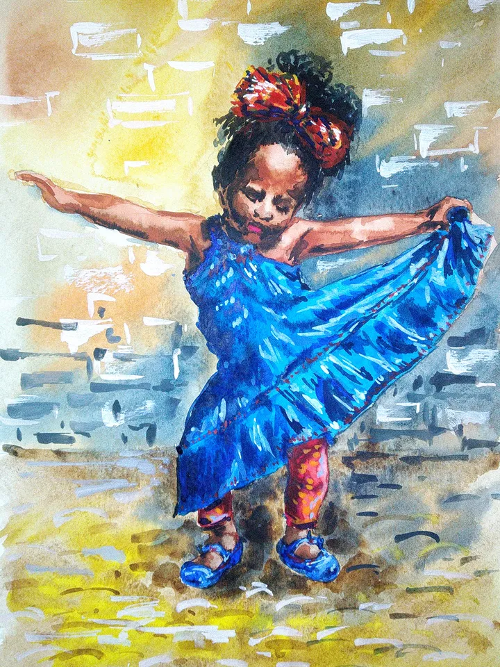 Ballerina Painting Black African Queen Original Art Figurative Painting Watercolor Art 11 by 8 by TatianaArtShop