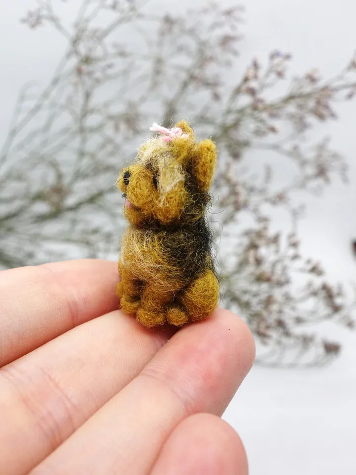 Tiny needle felted Yorkshire terrier, yorkie dog miniature, made to order