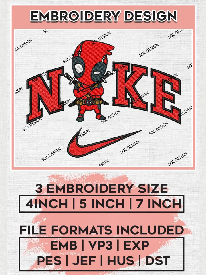 Ni.kee Funny Deadpool Embroidery Designs, Deadpool  Embroidery Files, Superhero Machine Embroidery Designs, Movie Characters Logo, Marvel Movie Machine Embroidery Design, Digital Download