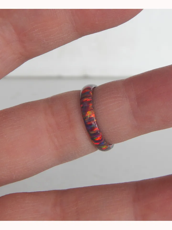 Unique very beautiful ring. Solid opal band. Solid opal ring.