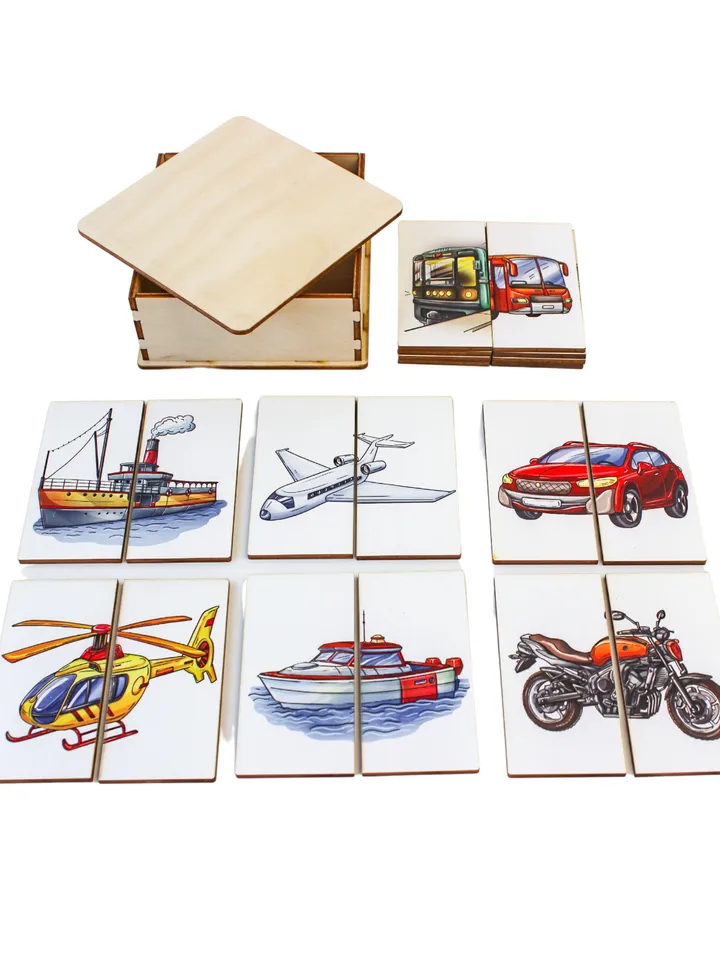 Montessori Puzzle - transport, Wooden toddler Toys Age 1 2 3 year, Wood baby toy