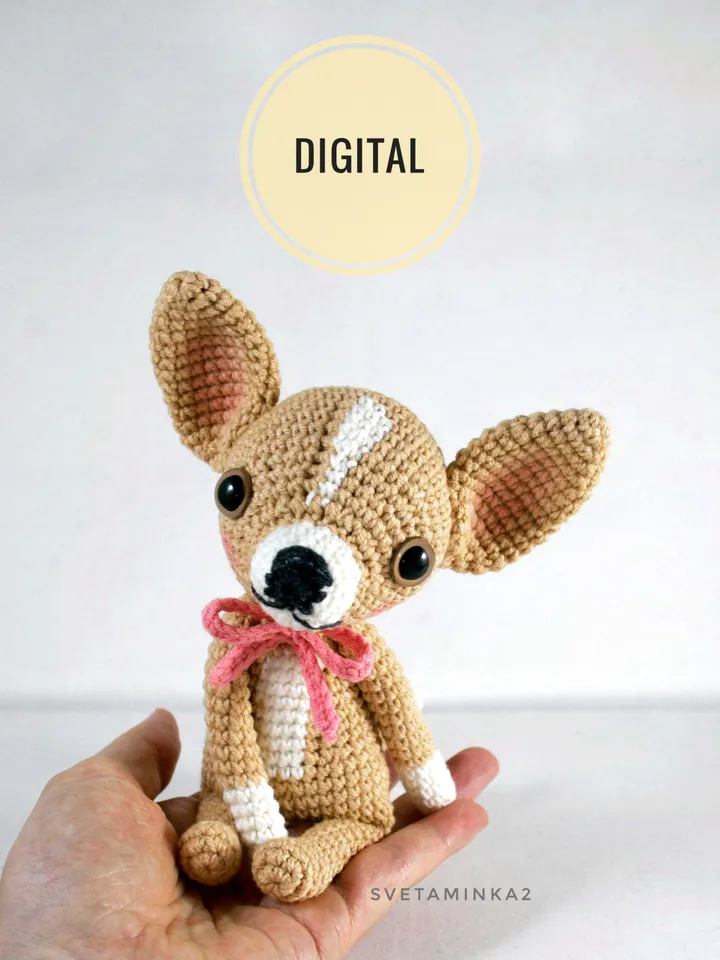 Crochet Chihuahua Amigurumi Dog Pattern. Digital Download. PDF.