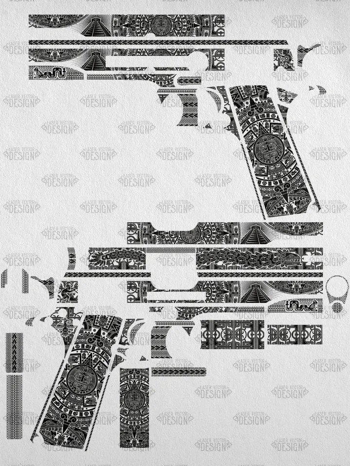 VECTOR DESIGN Colt 1911 government  Aztec calendar 2