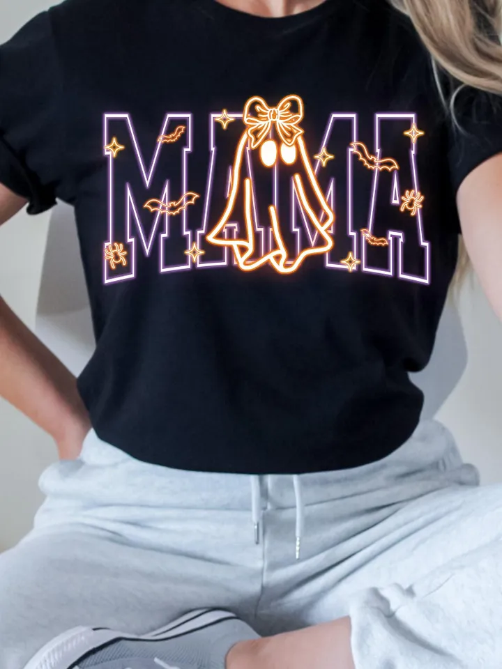 Mama Png, Coquette Halloween Neon Png, Spooky Mama Png, Floral Ghost Png, Spooky Season Png, Halloween Mama Png, Girly Coquette Bow Png