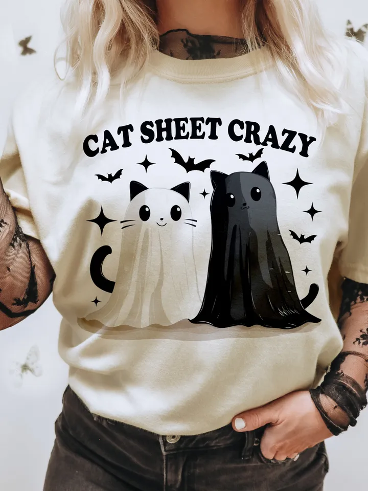 Black Cat Halloween Png, Ghost Cat Png, Halloween Png, Halloween Cat Shirt, Fall Png, Retro Halloween Png,Spooky Season Png,Funny Halloween