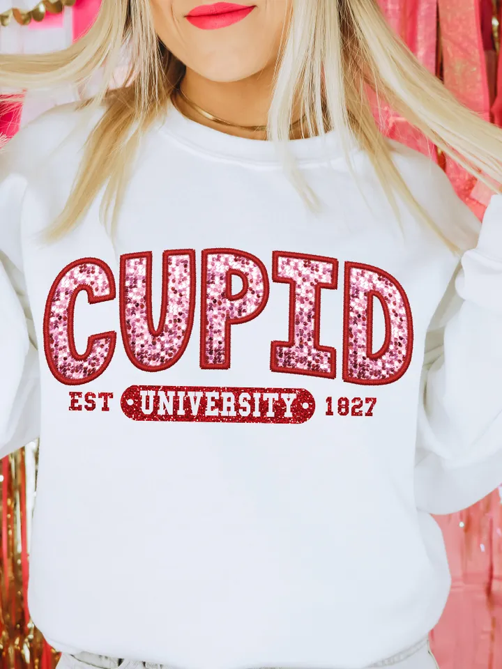 Faux Sequin Png Cupid University PNG, Valentine PNG, Valentines Day T Shirt Design, Love, Cupid, Heart, PNG, Digital Download, Trendy Vday